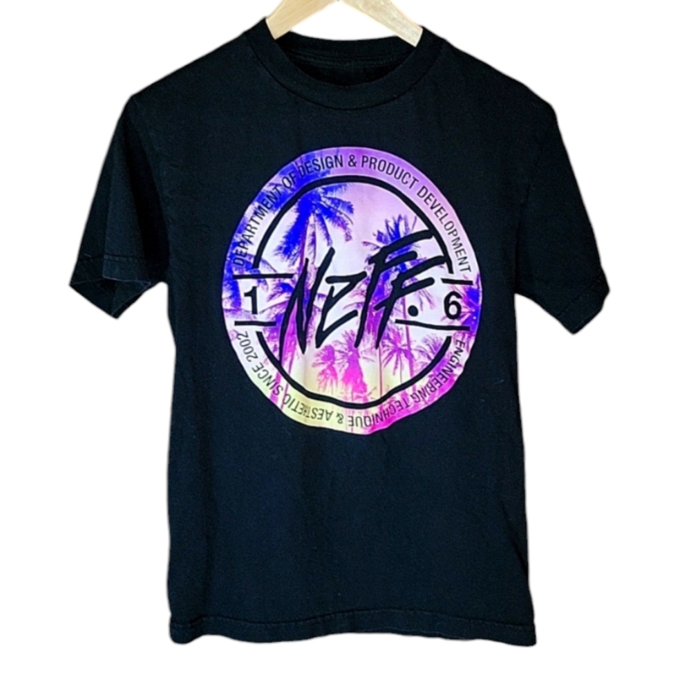 Neff Men's Small Beach Circle Logo Purple Pink Yellow Ombre Streetwear T-Shirt